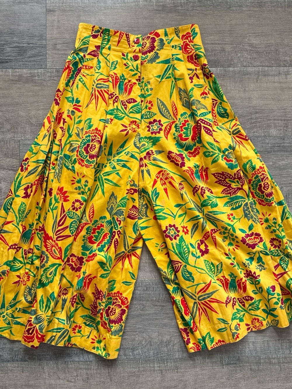 ESCADA Vintage High Waist Wide Leg Tropical Floral Pants EU 36 Made in Germany